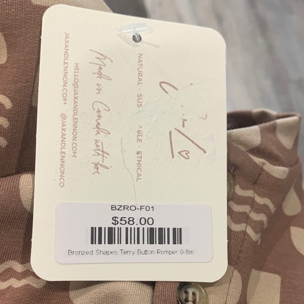 Jax & Lennon Bronzed Shapes Terry Button Romper - Picture 2 of 2
